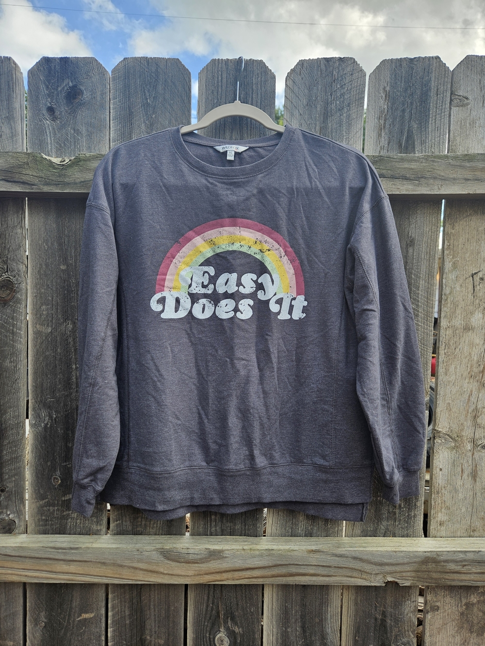 Wildfox Easy Does It Rainbow Graphic Sweatshirt Lightweight Women's XS Gray Soft